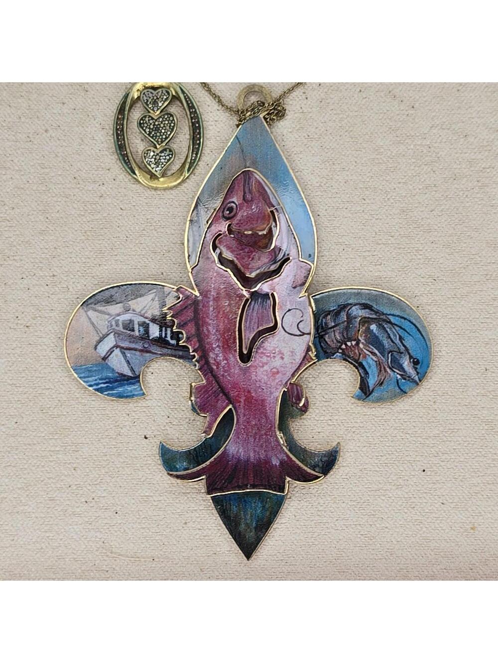 Vintage Lee Michaels Fine Jewelry Fleur De Lis Pendant Necklace